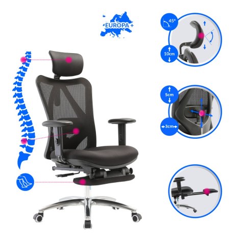 Fotel ergonomiczny ANGEL biurowy obrotowy eurOpa plus z podnóżkiem