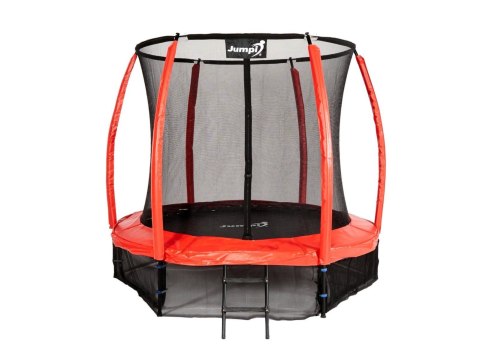 Trampolina Ogrodowa Jumpi 252cm/8FT Maxy Comfort Plus Czerwona Z Wewnętrzną Siatką