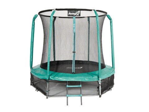 Trampolina Ogrodowa Jumpi 252cm/8FT Maxy Comfort Zielona Z Wewnętrzną Siatką