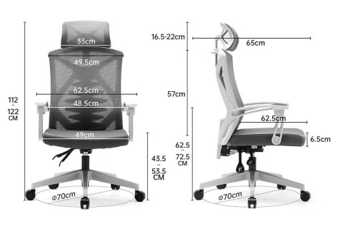 Fotel ergonomiczny ANGEL biurowy obrotowy Spino szary