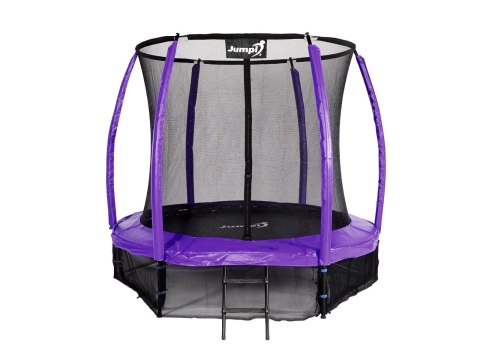 Trampolina Ogrodowa Jumpi 252cm/8FT Maxy Comfort Plus Fioletowa Z Wewnętrzną Siatką