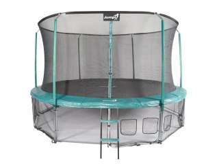 Trampolina Ogrodowa Jumpi 435cm/14FT Maxy Comfort Zielona Z Wewnętrzną Siatką