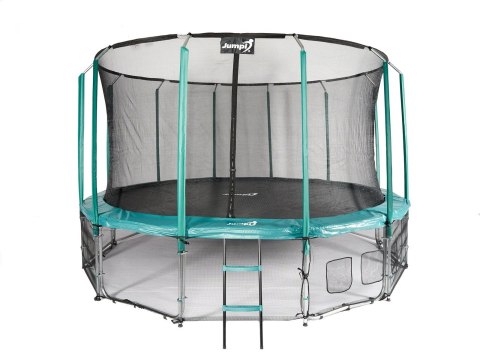 Trampolina Ogrodowa Jumpi 487cm/16FT Maxy Comfort Zielona Z Wewnętrzną Siatką